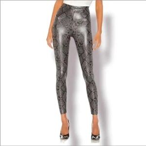 7 For All Mankind Faux Leather Snake Print Leggings Statement Pants